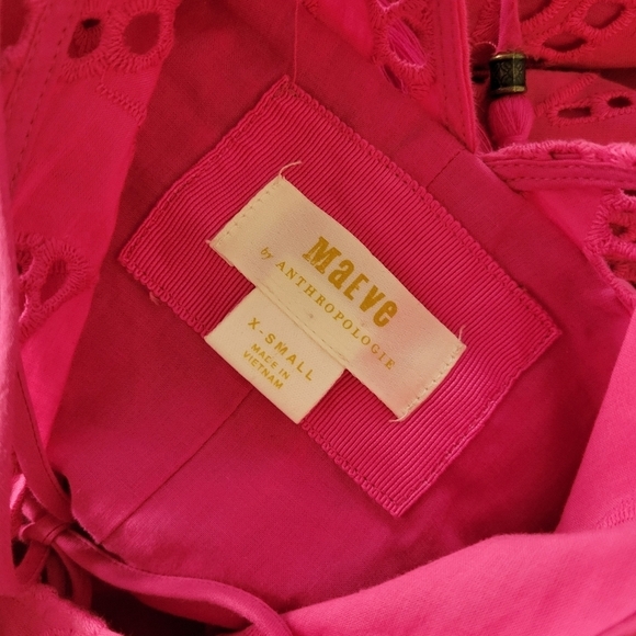 ANTHROPOLOGIE by MAEVE Belrose Eyelet Maxi Dress Barbie Pink Dress Size XS - Picture 14 of 14